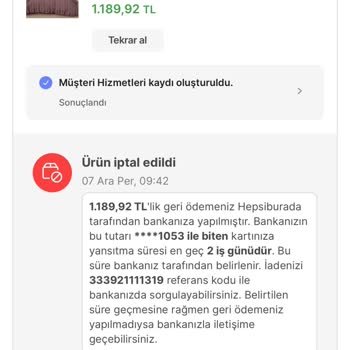 Yataş Satıcısının Ürün İptali