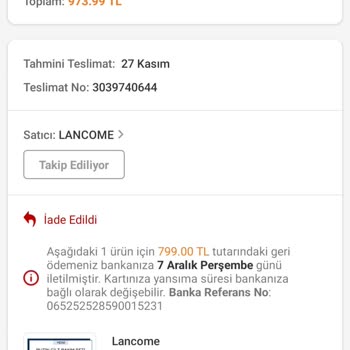 Trendyol -Lancome Kasım İndirimleri Yalanı