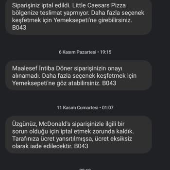 Yemeksepeti 4 Saatte İptal Edilen Sipariş Hayal Kırıklığı