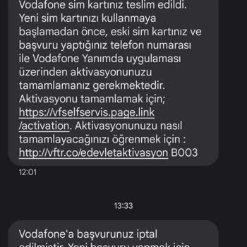 Vodafone Kafasına Göre Başvuru İptal Ediyor.