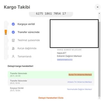 Bursa TM Aktarma Merkezi Hepsijet