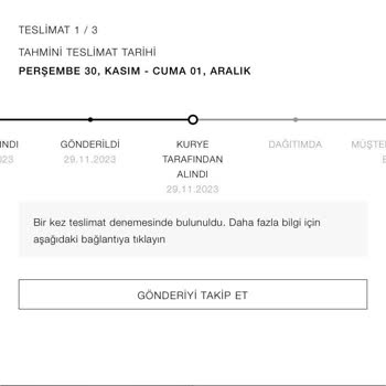 Zara - 23 Kasım Kargoist - Sipariş Teslim Edilmemesi