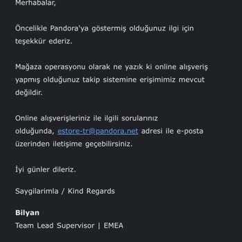 Pandora Mücevher Ürün İptali ve Destek Sağlamıyor