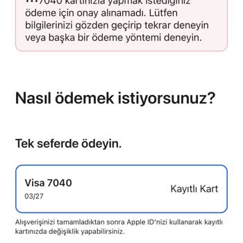 Apple Ödeme Yöntemi Reddediliyor