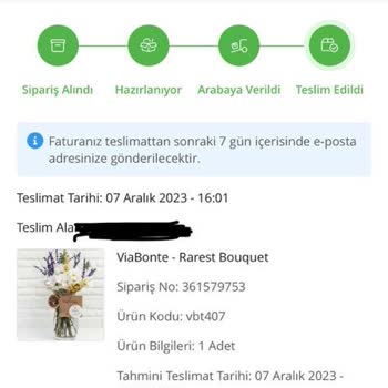 ÇiçekSepeti Ürün Teslim Edildi Gösteriyor Fakat Ürün Daha Yola Bile Çıkmamış