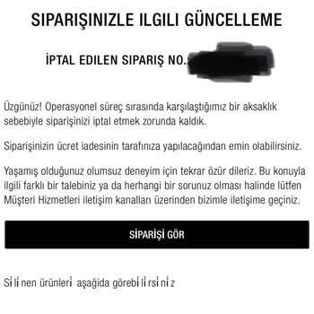 Zara Kafasına Göre Açıklama Yapmadan Sipariş İptal Ediyor