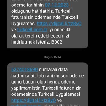 Turkcell Yanlış Hat Üzerinden Gelen Borç Mesajı!