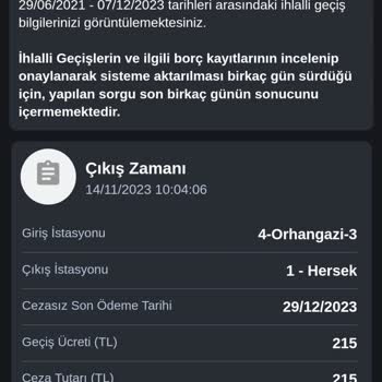 Otoyol A.Ş Osmangazi Köprüsü İhlali Geçiş