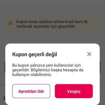 Yemeksepeti Kullanıcıya Özel Kodunu Kullanamıyorum!