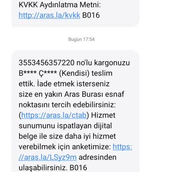 Aras Kargo Kargom Tarafıma Teslim Edilmedi Ama Edildiğine Dair Mesaj Gönderildi