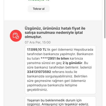 Hepsiburada İptal Edilen Sipariş