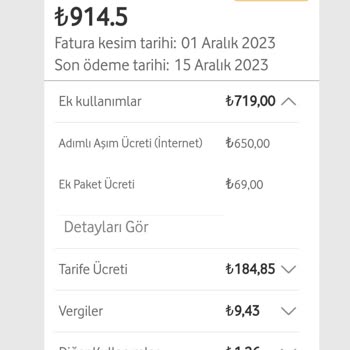 Vodafone Aşım Yapmadım Halde 900 TL Fatura Geldi