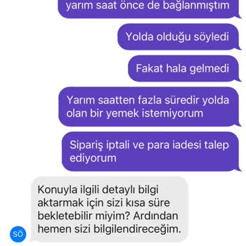 GetirYemek Para İadesinin Yapılmaması.