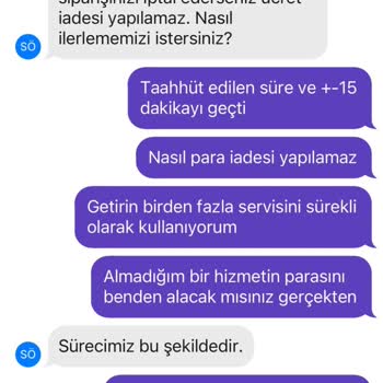 GetirYemek Para İadesinin Yapılmaması.
