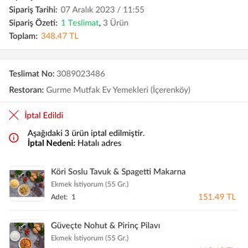 Trendyol Yemek İptal Edilen Siparişin İadesini Yapmıyor