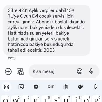 Vodafone 3698 SMS 109 TL'ye Oyun Evi.