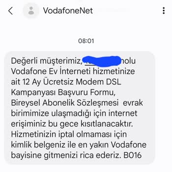 Vodafone Net Eksik Evrak Diye Hizmeti Kesmeye Çalışıyor