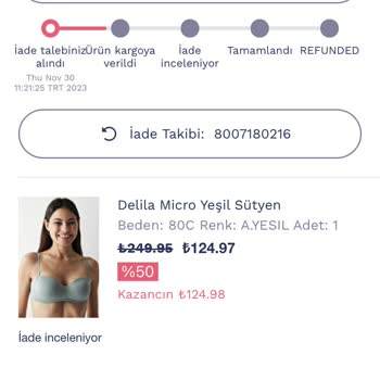 Penti Para İadesi Yapmıyor