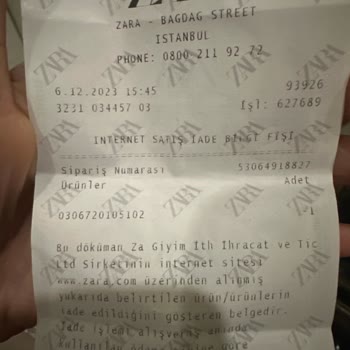 Zara Ücret İade Yapmadı