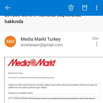 Samsung Media Marketin Defolu Ürün Teslimi.
