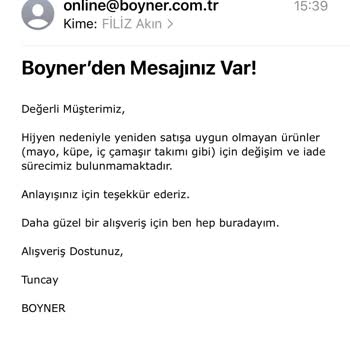 Boyner Hijyen Şeridi Olmayan Bikiniyi İade Almıyor