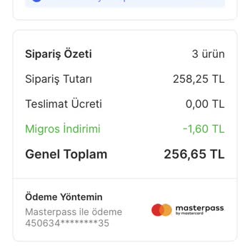 Migros Hemen Tarafından Teslim Edilmeyen Ürünün Ücreti Tahsil Edildi
