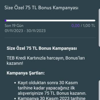 TEB 150 TL Bonus Yerine 75 TL Bonus Verdi Kampanyaya Uymadı.