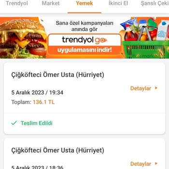 Trendyol Yemek Trendyol Ücret İadesi Yapmıyor