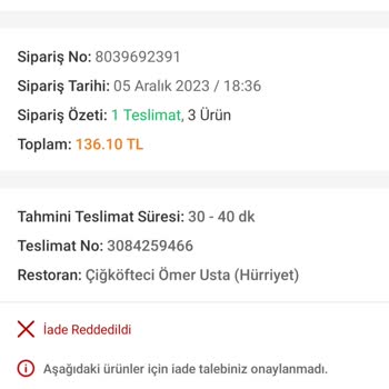 Trendyol Yemek Trendyol Ücret İadesi Yapmıyor