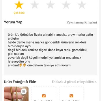 Trendyol'da Olumsuz Yorum Kabul Edilmiyor!