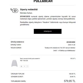 Pull & Bear Satmadığı Ürünün Parasını Kartımdan Çekti Ve İade Etmiyor.