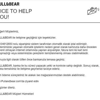Pull & Bear Satmadığı Ürünün Parasını Kartımdan Çekti Ve İade Etmiyor.