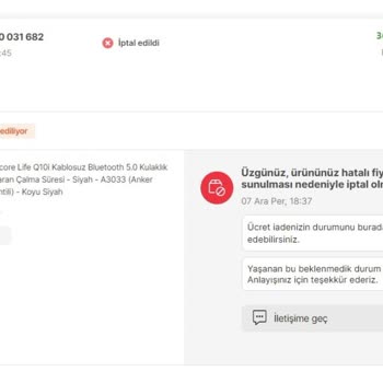 Hepsiburada Hatalı Fiyat İle Satışa Sunulmuş (! ) Denilerek Sipariş İptali