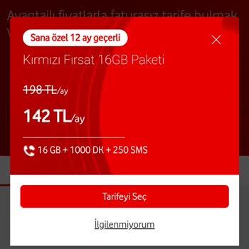 Vodafone'a Tarife Geçiş Problemi