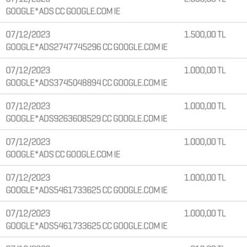 Google AdSense Google Ads Firmasının Kredi Kartımdan İzinsiz Para Çekmesi