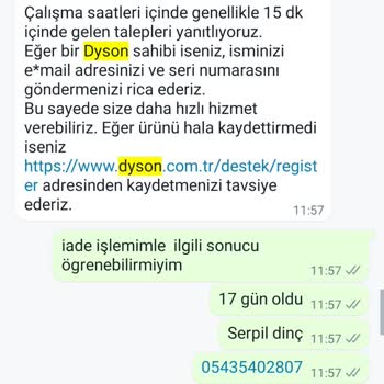 Dyson Elektrikli Süpürge İçin Temizlik Seti İade