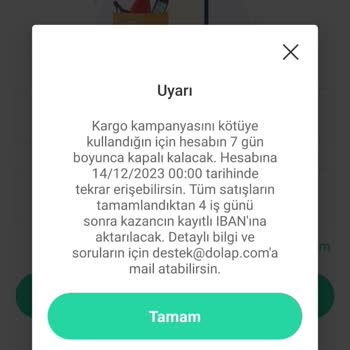 Dolap Hesabım Kapatıldı!