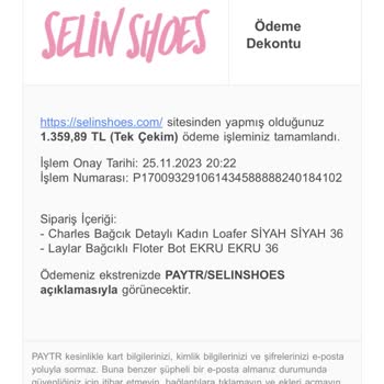 Selin Shoes Beğenmediğim Bir Ayakkabı Para İadesi İstiyorum
