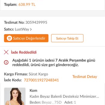 Trendyol'dan Aldığım Ürünün İadesi Reddedildi