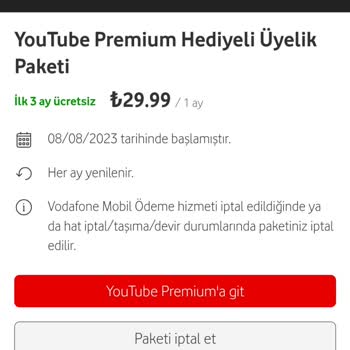 Vodafone Youtube.com İptal Edemiyorum
