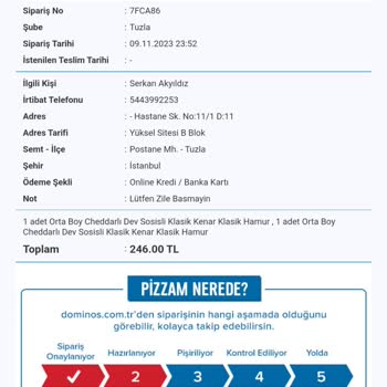 Domino's Pizza Sipariş İptalinden Kaynaklı Geri Ödeme Yapmıyor.