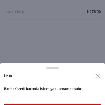 Vodafone Pay Karta Yükleme Yapamıyorum