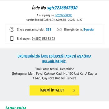 Decathlon İade Sorunları İletişim Yok