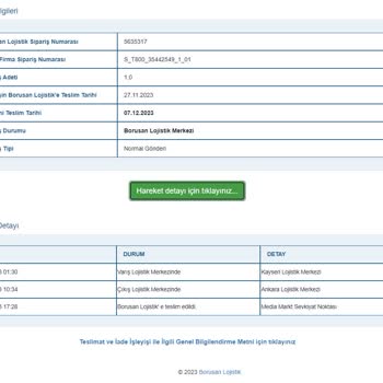 Borusan Lojistik Fiyaskosu. Kayseri Aktarma Merkezi.
