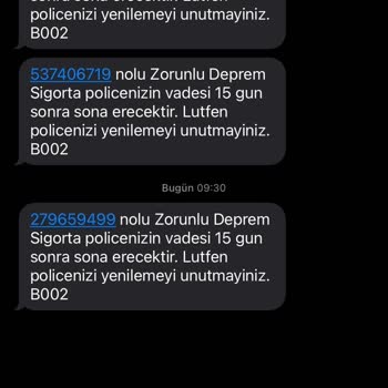 Türkiye Sigorta Müşterisi Olmadığım Halde Gereksiz Mesajlar