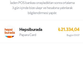 Papara İade Ücreti Yansıtmıyor
