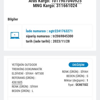 Decathlon Yanlış Ürün Yolladı Değişim Yapmadı