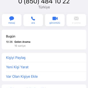 0850 484 10 22 Bilinmeyen Numaradan Gelen Çağrı