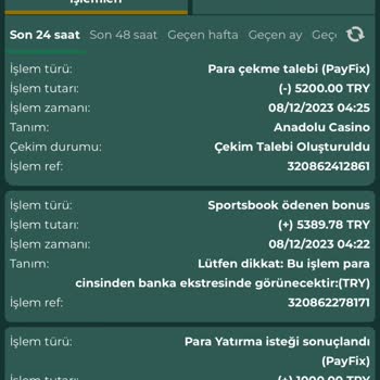 Anadolu Casino Para Çekme Talebi