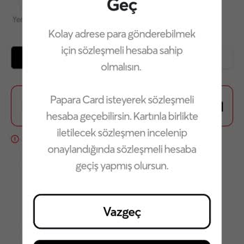 Papara Kart Sözleşmem Onaylanmadı